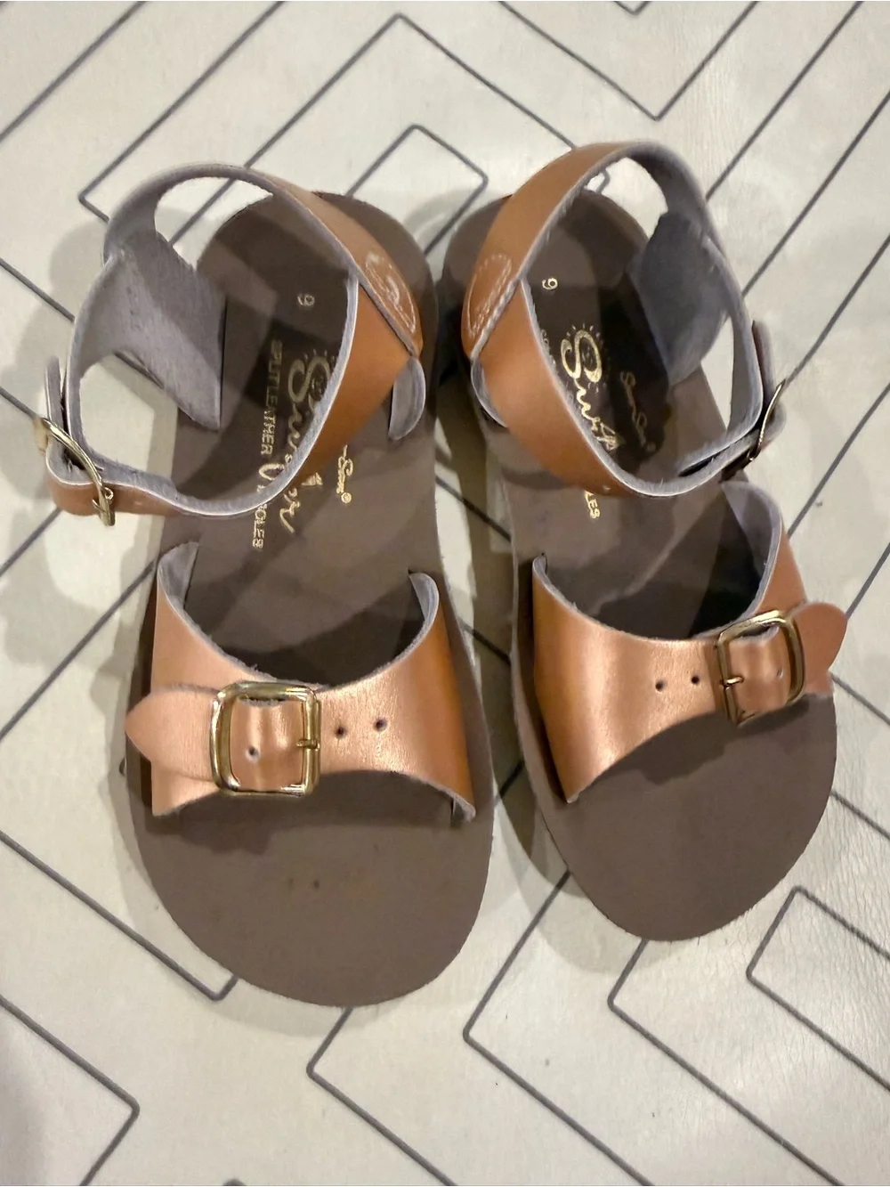 Sun and Sand Rose Gold Buckle Strap Sandals